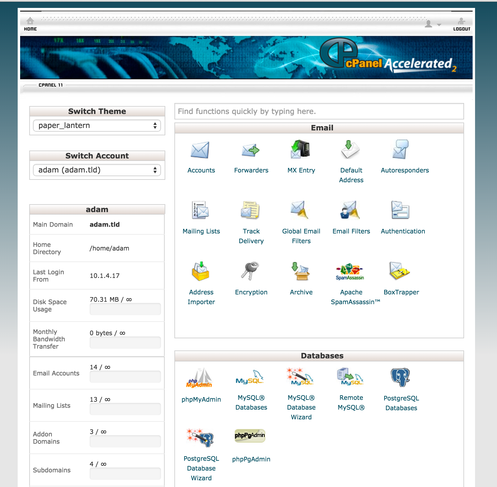 cPanel y cuentas que se quedan con el tema retro